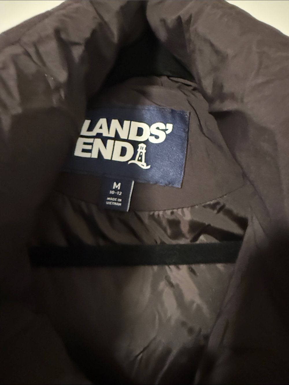 Lands' End Hooded Long Puffer Vest in Deep Brown - Picture 2 of 4